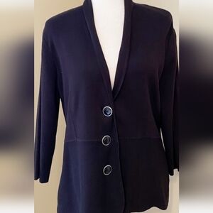 Kasper Womens Black 3/4 Sleeve Knit Jacket Size S.Pit to pit 18"